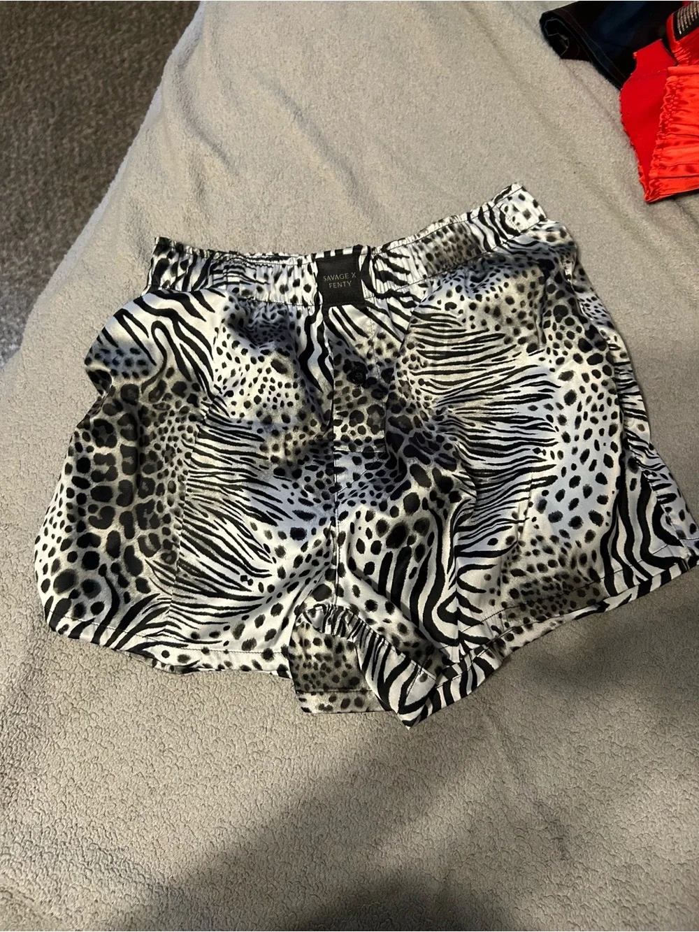 Savage X Fenty Satin Boxer Briefs Set of 9 in Red, Black, Silver & Animal Prints